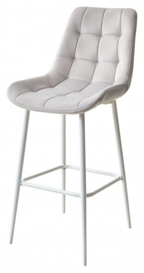 Барный стул ХОФМАН, цвет H-09 Светло-серый, велюр / белый каркас М-City в Сургуте - surgut.ok-mebel.com | фото