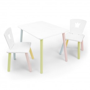 Детский комплект стол и два стула «Корона» Rolti Baby (белый/цветной, массив березы/мдф) в Сургуте - surgut.ok-mebel.com | фото