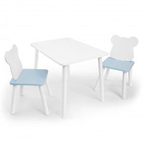 Детский комплект стол и два стула «Мишка» Rolti Baby (белый/голубой, массив березы/мдф) в Сургуте - surgut.ok-mebel.com | фото