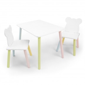 Детский комплект стол и два стула «Мишка» Rolti Baby (белый/цветной, массив березы/мдф) в Сургуте - surgut.ok-mebel.com | фото