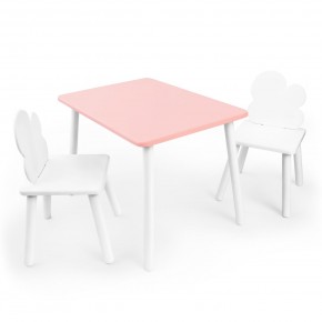 Детский комплект стол и два стула «Облачко» Rolti Baby (розовый/белый, массив березы/мдф) в Сургуте - surgut.ok-mebel.com | фото