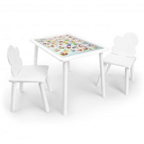 Детский комплект стол и два стула Облачко Rolti Baby с накладкой Алфавит (белая столешница/белое сиденье/белые ножки) в Сургуте - surgut.ok-mebel.com | фото 1