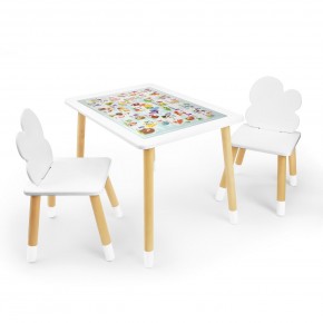 Детский комплект стол и два стула Облачко Rolti Baby с накладкой Алфавит (белая столешница/белое сиденье/береза ножки) в Сургуте - surgut.ok-mebel.com | фото 1