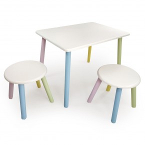 Детский комплект стол и два табурета круглых  (Белый, Белый, Цветной) в Сургуте - surgut.ok-mebel.com | фото