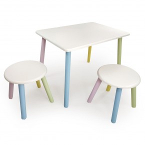 Детский комплект стол и два табурета круглых с накладкой Алфавит (Белый, Белый, Цветной) в Сургуте - surgut.ok-mebel.com | фото