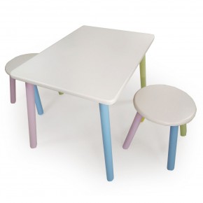 Детский комплект стол и два табурета круглых с накладкой Алфавит (Белый, Белый, Цветной) в Сургуте - surgut.ok-mebel.com | фото 3