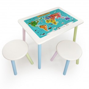 Детский комплект стол и два табурета круглых с накладкой Детский мир (Белый, Белый, Цветной) в Сургуте - surgut.ok-mebel.com | фото 2