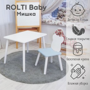 Детский комплект стол и стул «Мишка» Rolti Baby  (голубая столешница/голубое сиденье/белые ножки) в Сургуте - surgut.ok-mebel.com | фото
