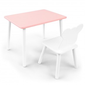 Детский комплект стол и стул «Мишка» Rolti Baby (розовый/белый, массив березы/мдф) в Сургуте - surgut.ok-mebel.com | фото