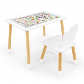 Детский комплект стол и стул Облачко Rolti Baby с накладкой Алфавит (белая столешница/белое сиденье/береза ножки) в Сургуте - surgut.ok-mebel.com | фото