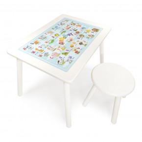 Детский комплект стол и табурет круглый Rolti Baby с накладкой Алфавит (белая столешница/белое сиденье/белые ножки) в Сургуте - surgut.ok-mebel.com | фото