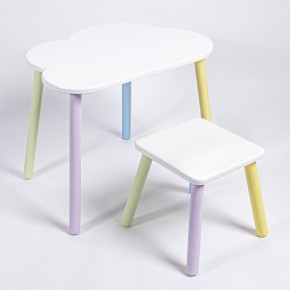 Детский комплект стол ОБЛАЧКО  и табурет Rolti Baby (белая столешница/белое сиденье/цветные ножки) в Сургуте - surgut.ok-mebel.com | фото