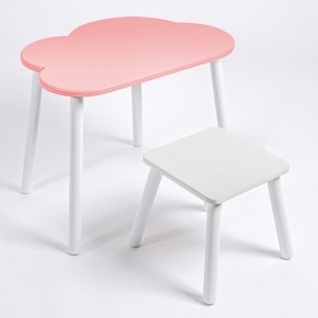 Детский комплект стол ОБЛАЧКО  и табурет Rolti Baby (розовая столешница/белое сиденье/белые ножки) в Сургуте - surgut.ok-mebel.com | фото