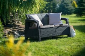 Диван пластиковый Корфу (Corfu love seat) графит в Сургуте - surgut.ok-mebel.com | фото 2