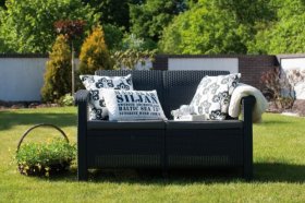 Диван пластиковый Корфу (Corfu love seat) графит в Сургуте - surgut.ok-mebel.com | фото 5