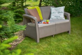 Диван пластиковый Корфу (Corfu love seat) капучино - песок в Сургуте - surgut.ok-mebel.com | фото 2