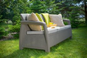 Диван пластиковый Корфу Макс (Corfu love seat max) капучино - песок в Сургуте - surgut.ok-mebel.com | фото 3