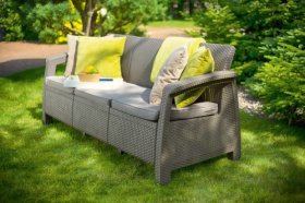 Диван пластиковый Корфу Макс (Corfu love seat max) капучино - песок в Сургуте - surgut.ok-mebel.com | фото 4