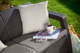 Диван пластиковый Корфу Макс (Corfu love seat max) коричневый в Сургуте - surgut.ok-mebel.com | фото 3