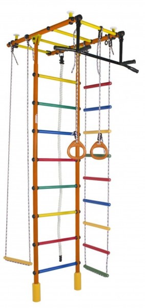 ДСК Атлант оранжевый радуга: турник, кольца, канат, трапеция, веревочная лестница в Сургуте - surgut.ok-mebel.com | фото