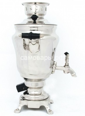 Электрический самовар из латуни никелированный на 1,5 литра форма "Тюльпан" с защитой от выкипания в Сургуте - surgut.ok-mebel.com | фото 3