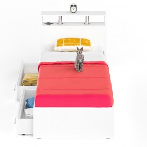 Камелия Кровать с ящиками 0900, цвет белый, ШхГхВ 93,5х217х78,2 см., сп.м. 900х2000 мм., без матраса, основание есть в Сургуте - surgut.ok-mebel.com | фото 4