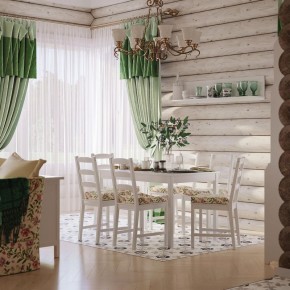 Комлект Вествик обеденный стол и четыре стула, массив сосны, цвет белый в Сургуте - surgut.ok-mebel.com | фото 1