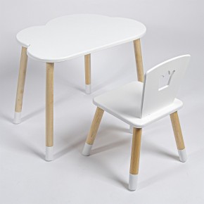 Комплект детский стол ОБЛАЧКО и стул КОРОНА ROLTI Baby (белая столешница/белое сиденье/береза ножки) в Сургуте - surgut.ok-mebel.com | фото