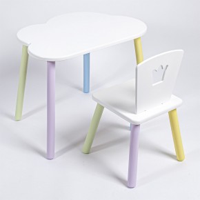Комплект детский стол ОБЛАЧКО и стул КОРОНА ROLTI Baby (белая столешница/белое сиденье/цветные ножки) в Сургуте - surgut.ok-mebel.com | фото