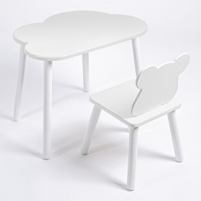 Комплект детский стол ОБЛАЧКО и стул МИШКА ROLTI Baby (белая столешница/белое сиденье/белые ножки) в Сургуте - surgut.ok-mebel.com | фото