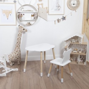 Комплект детский стол ОБЛАЧКО и стул МИШКА ROLTI Baby (белая столешница/белое сиденье/береза ножки) в Сургуте - surgut.ok-mebel.com | фото