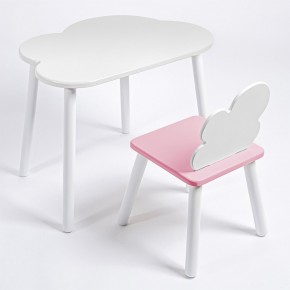 Комплект детский стол ОБЛАЧКО и стул ОБЛАЧКО ROLTI Baby (белая столешница/розовое сиденье/белые ножки) в Сургуте - surgut.ok-mebel.com | фото