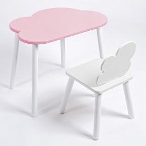 Комплект детский стол ОБЛАЧКО и стул ОБЛАЧКО ROLTI Baby (розовая столешница/белое сиденье/белые ножки) в Сургуте - surgut.ok-mebel.com | фото