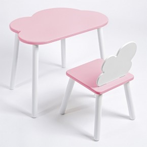 Комплект детский стол ОБЛАЧКО и стул ОБЛАЧКО ROLTI Baby (розовая столешница/розовое сиденье/белые ножки) в Сургуте - surgut.ok-mebel.com | фото