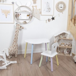 Комплект детский стол ОБЛАЧКО и стул ЗВЕЗДА ROLTI Baby (белая столешница/белое сиденье/цветные ножки) в Сургуте - surgut.ok-mebel.com | фото