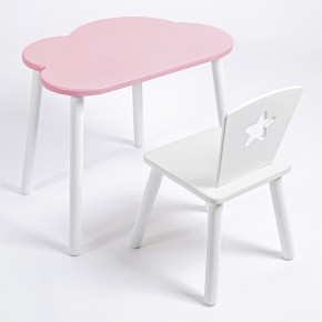 Комплект детский стол ОБЛАЧКО и стул ЗВЕЗДА ROLTI Baby (розовая столешница/белое сиденье/белые ножки) в Сургуте - surgut.ok-mebel.com | фото