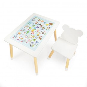 Комплект детской мебели стол и стул Мишутка с накладкой Алфавит (Белый/Белый/Береза) в Сургуте - surgut.ok-mebel.com | фото 2