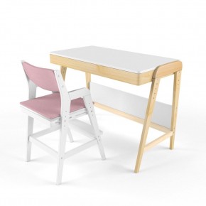 Комплект растущий стол и стул с чехлом 38 попугаев «Вуди» (Белый, Белый, Розовый) в Сургуте - surgut.ok-mebel.com | фото