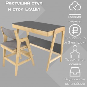 Комплект растущий стол и стул с чехлом 38 попугаев «Вуди» (Серый, Без покрытия, Серый) в Сургуте - surgut.ok-mebel.com | фото