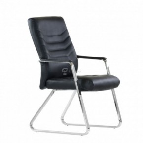 Кресло Barneo K-25 для посетителей и переговорных (хром, черная экокожа) в Сургуте - surgut.ok-mebel.com | фото 1