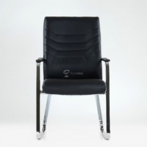 Кресло Barneo K-25 для посетителей и переговорных (хром, черная экокожа) в Сургуте - surgut.ok-mebel.com | фото 2