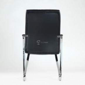 Кресло Barneo K-25 для посетителей и переговорных (хром, черная экокожа) в Сургуте - surgut.ok-mebel.com | фото 3