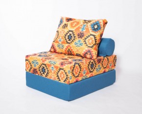 Кресло-кровать-пуф бескаркасное Прайм (мехико желтый-морская волна) в Сургуте - surgut.ok-mebel.com | фото