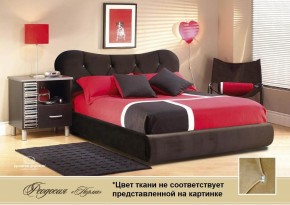 Кровать 1400 Феодосия со стразами в к/з "Классик 307 коричневый" серия Норма (+основание на опорах) в Сургуте - surgut.ok-mebel.com | фото