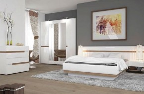Кровать 160/TYP 92, LINATE ,цвет белый/сонома трюфель в Сургуте - surgut.ok-mebel.com | фото 3
