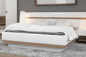 Кровать 160/TYP 94-01 с подъемником, LINATE ,цвет белый/сонома трюфель в Сургуте - surgut.ok-mebel.com | фото 5