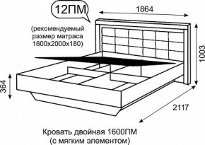 Кровать двуспальная 1.6 с ПМ Люмен 12 в Сургуте - surgut.ok-mebel.com | фото