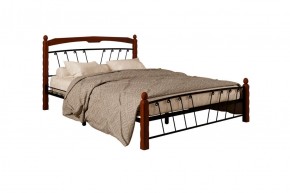 Кровать "Муза 1" КМД10  Черная (1400*2000) (ножки-махагон) с коваными изделиями в Сургуте - surgut.ok-mebel.com | фото