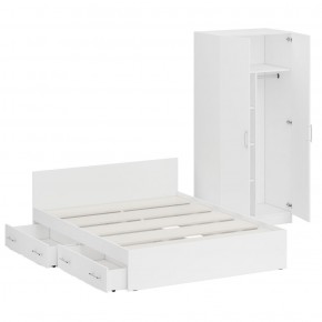 Кровать с ящиками 1600 + Шкаф 2-х створчатый Стандарт, цвет белый, ШхГхВ 163,5х203,5х70 + 90х52х200 см., сп.м. 1600х2000 мм., б/м, основание есть в Сургуте - surgut.ok-mebel.com | фото 5