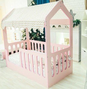 Кровать-домик без ящика 800*1600 (Розовый) в Сургуте - surgut.ok-mebel.com | фото 1